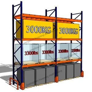 3000kg 3 t 3 tấn Ba Hỗ trợ kho nặng Pallet 3 lớp kệ đôi tải chùm giá VNA Pallet