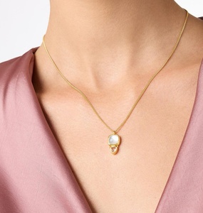 Magnifique collier Milskye pour femmes, plaqué or 14 carats, argent sterling 925, <span class=keywords><strong>Aquitaine</strong></span> Duo, délicat, irisé, rose pivoine - Product Image 2