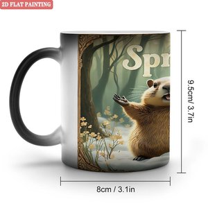 Frosted <b>Ceramic</b> Mug 11oz Black Heat Sensitive Art Craft Daily Home <b>Cup</b> - Product Image 1