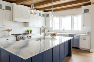 VIETNAM HIGH-END ARTIFICIAL QUARTZ CALACATTA SKY <b>MIRROR</b> BIG SLAB MODERN HOTEL BATH ROOM KITCHEN HEAT RESISTANT HOSPITAL - Product Image 4