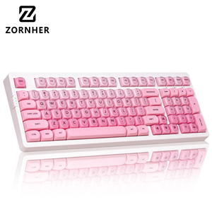 <span class=keywords><strong>Clavier</strong></span> mécanique ZORNHER ZH980 95% rose crémeux avec pavé numérique, touches en gelée mignonnes, hot-swappable, rétroéclairage RGB - Product Image 1