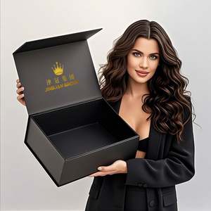 Custom Logo Recycled Black Cardboard <strong>Paper</strong> <strong>Box</strong> for Mailing Apparel Packaging Large Size Embossing for Small Business Shipping - Product Image 2