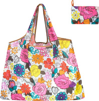 Sac fourre-tout pliable réutilisable à imprimé floral 50x40cm, écologique, pour courses, avec larges poignées, logo personnalisé, MOQ, vente en gros pour femmes