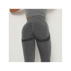 Leggings de Yoga de Cintura Alta y Efecto Push-Up Regina en Gris Oscuro con Diseño de Glúteos Fruncidos y Detalles de Malla, Hechos de 75% Poliamida - Product Image 1