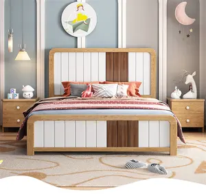 북유럽 가정 가구 킹 침대 세트 가구 침실을위한 계단이있는 수납 공간을 가진 나무 로프트 침대 어린이