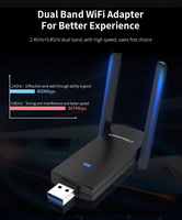 Cartes réseau USB Comfast de haute qualité 1300 Mbps, clé USB Wifi, clé USB AC, chipset Realtek, adaptateur Wifi USB double bande