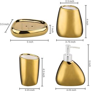 Regalo 4 piezas moderno oro cerámica baño accesorio chapado gres baño conjunto con logotipo personalizado - Product Image 2