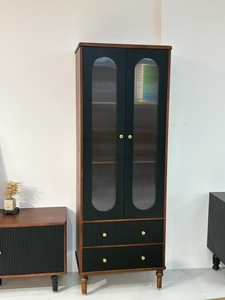 Armario Alto con Puertas de Vidrio, Armario de 2 Puertas con Cajones, Armario Mejorado Multiusos y Armario de Almacenamiento - Product Image 4