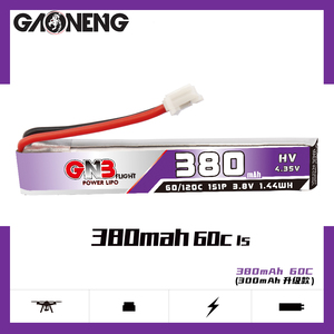 Batterie LiPo GAONENG GNB 1S 380mAh 3.8V HV LiHV 60C avec câble et connecteur PH2.0 pour drone FPV Inductrix BNF BLADE RC Horizon <span class=keywords><strong>Eflite</strong></span> - Product Image 4