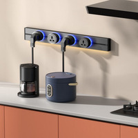 Riel Multifuncional de Pared con Interruptor de 32A, Enchufe Eléctrico Extraíble, Riel de Alimentación Eléctrica