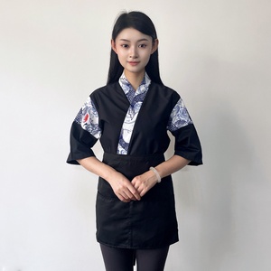 เสื้อเชฟกิโมโนแขน 3/4 ระดับพรีเมียม ระบา<span class=keywords><strong>ย</strong></span>อากาศได้ดี แบบผูกเชือกสไตล์ญี่ปุ่น สำหรับร้านอาหารซูชิ ชุดยูนิฟอร์มร้านอาหาร บาร์ สำหรับฤดูร้อน - Product Image 3