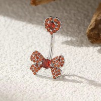 CRYSPURE 14g Piercing de nombril en acier inoxydable rouge style punk pour femme, avec pendentif cœur, cerise, rose et zircon, vente en gros OEM