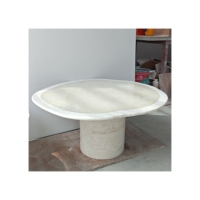 Table basse en onyx blanc naturel avec marbre travertin