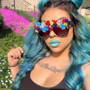 Lunettes de soleil pour femmes, mode 2021, luxe, décoration florale colorée, UV400, monture plate, style œil de chat - Product Image 1