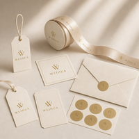 Ensemble d'emballage cadeau de luxe en carton personnalisé pour bijoux, avec sac en papier, autocollant, ruban et étiquette volante pour boutique de vêtements