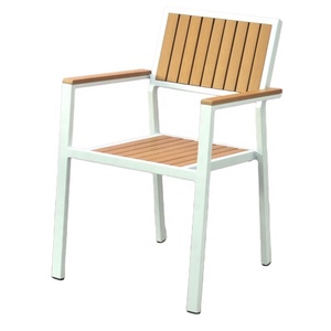 Outdoor Restaurant Coffee Dining Aluminum Wood Garden Plastic Wooden Chair Table Furniture Set