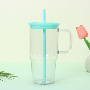 Wholesale Travel Tea <b>Drinkware</b> With Bottom Stopper 2Oz As Double-Layer Mason Dual <b>Plastic</b> Tumbler Mug Cup With Snowball Handle - Product Image 4