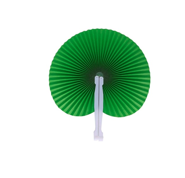 Custom Logo Printed Promotional Eco-friendly Round Hand Held Fan Paper Foldable Wood Hand Fan for Party