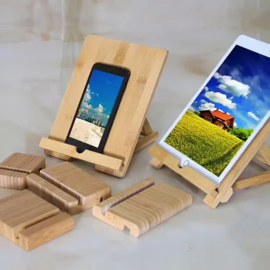 बांस लकड़ी के मोबाइल सेल फोन स्टैंड डेस्कटॉप गोली धारक फोन ipad के लिए चार्ज ब्रैकेट डॉक फोन धारक