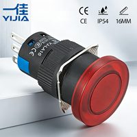 Interrupteur à bouton tête de champignon 16 mm, à enclenchement momentané, 12 V, pour ascenseur, 2 touches, en laiton, pour panneau de commande de moteur industriel