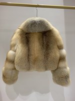 Veste en fourrure de renard véritable pour femmes, fourrure de renard d'île dorée naturelle, véritable luxe, fourrure pleine, coupe courte, hiver