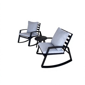 Silla Mecedora Moderna de Alta Gama con Estructura de Aluminio para Exteriores, con Cojín Gris, Muebles de Jardín para Villa, Patio, Piscina - Product Image 1