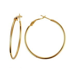 Boucles d'oreilles créoles fines en acier inoxydable, style européen et américain, grandes et exagérées, pour femmes - Product Image 1
