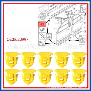คลิปยึดขอบประตู Volvo 8620997 ขนาด 21.4 มม. 21 มม. 18.3 มม. สำหรับ S40 S60 S80 L30 บอดี้ไซด์สเกิร์ต - Product Image 5