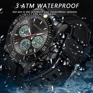SANDA 6192 Dual‑Display Multifunctional Electronic Watch Multi‑Time Zones Luminous Sports Waterproof Silicone Strap Wristwatch - Product Image 4