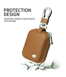 Nouveau sac en cuir PU chaud pour <span class=keywords><strong>Airpods</strong></span> 2 3 Pro OEM petit sac de rangement avec clip - Product Image 4