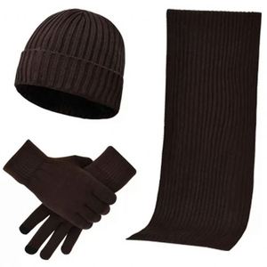 Ensemble bonnet, écharpe et gants tricotés couleur unie avec logo personnalisé – Chaud et tendance pour homme et femme, idéal automne-hiver et activités extérieures - Product Image 5