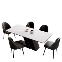 Ensemble de chaises de table à manger de luxe léger de style italien pierre frittée moderne de style vintage haut de gamme à usage domestique minimaliste