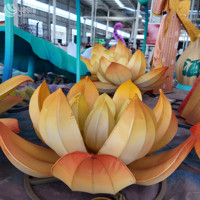 Lanternes de festival en soie véritable à thème floral de lotus, très populaires, pour décoration extérieure de parcs et spectacles de lanternes de Noël