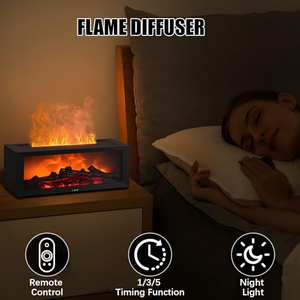 RGB <b>Light</b> Fragrance Fireplace Oil Diffuser Big Simulation Fireplace Flame Aroma Humidifier <b>Remote</b> <b>Switch</b> USB Charging Household - Product Image 2