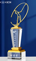Trophée de golf en or, figurine sphérique en cristal