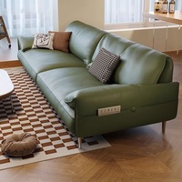 Canapé modulaire en cuir PU vert olive avec ottoman et fauteuil pour salon, canapé de style mid-century avec pieds en métal