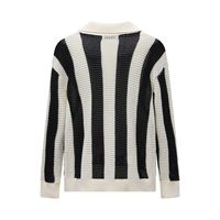 Pull en maille respirant à col en V surdimensionné de style coréen 2025, fermeture à un bouton, tissage en nylon/coton pour l'automne
