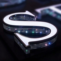 Enseigne en lettres 3D en métal perforé personnalisée avec éclairage LED, logo d'entreprise en métal illuminé pour devanture de magasin en extérieur