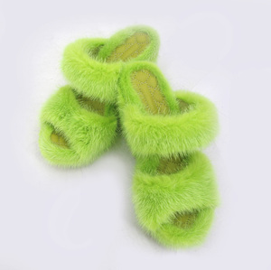 QIUCHEN QC22026 pantofole da donna in vera pelliccia di <span class=keywords><strong>visone</strong></span> lanuginoso con tacco alto in pelliccia diapositive in pelliccia sandalo da donna - Product Image 6