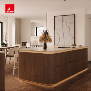 Cuisine scandinave moderne en <span class=keywords><strong>bois</strong></span>, armoires de cuisine personnalisées en chêne blanc et placage de noyer, avec portes, plan de travail en granit - Product Image 4