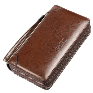 Men's Pu Double-pull Handbag Men's Bag Multi-functional Wallet Long Business Clutch Clutch Bag Briefcase Men's
