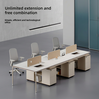 Ensemble bureau-chaise de bureau moderne et minimaliste, poste de travail pour 4 personnes, bureau cloisonné double face pour 8 personnes