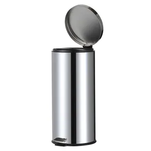 Round 20l 30l 40l Stainless Steel Trash Can Bin Dumpster Kitchen Mirror Chrome Color
