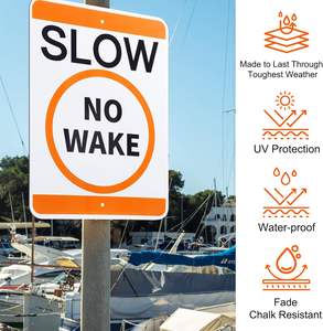 Señal de Zona de Navegación Lenta de 24" x 18" Grande para <span class=keywords><strong>Lago</strong></span>, de Aluminio Laminado UV de Grado Ingeniería, 80 Mil, para Exteriores - Product Image 5