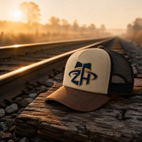 Casquette de baseball unisexe marron style trucker avec dos en maille, devant en mousse, visière courbée, fermeture snapback, six panneaux, réglable, vente en gros
