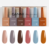 CANNI Nouveau Set de Vernis à Ongles Gel UV 9ml Sans HEMA, Kit de Gels UV 6pcs/lot avec Base, Top Coat, Top Coat Mat, Primer et Déshydrateur, Coffret Cadeau