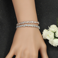 Baguette blanche or Rose et argent, Bracelet à manchette ouverte en laiton zircon pour femmes, accessoires de bijoux de fête