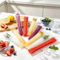 Sacs d'emballage personnalisés en plastique transparent pour sucettes glacées, avec fermeture éclair, pour jus de fruits, bâtonnets glacés, sacs de congélation de qualité alimentaire pour crème glacée
