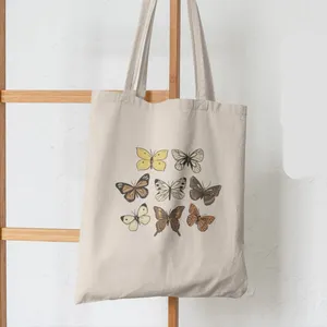 Sacs fourre-tout en toile réutilisables pour femmes, imprimés papillons, couleurs variées, sacs d'épicerie en gros - Product Image 6