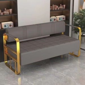 Sofá de Sala de Estar Moderno, Diseño Minimalista, Tela Suave, Muebles Modernos de Acero Inoxidable, Sillas de Espera para el Hogar - Product Image 5